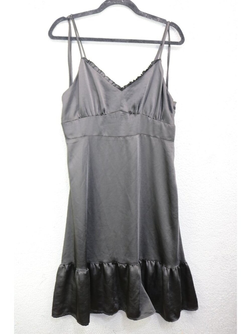 Nine West Black Satin Babydoll Midi Dress-Large-Goth-Witch-Fairy-Grunge